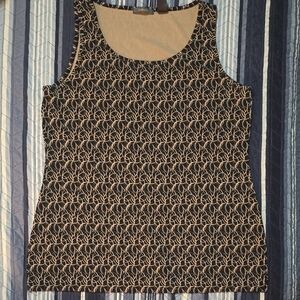 Liz Claiborne Black Tank with Cream Geometric Print